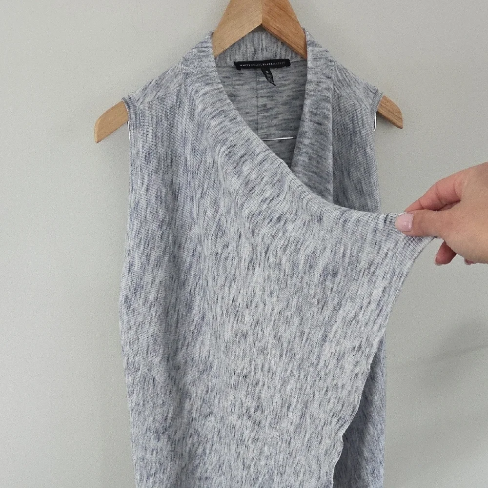 White House Black Market Heathered Gray Drape Vest